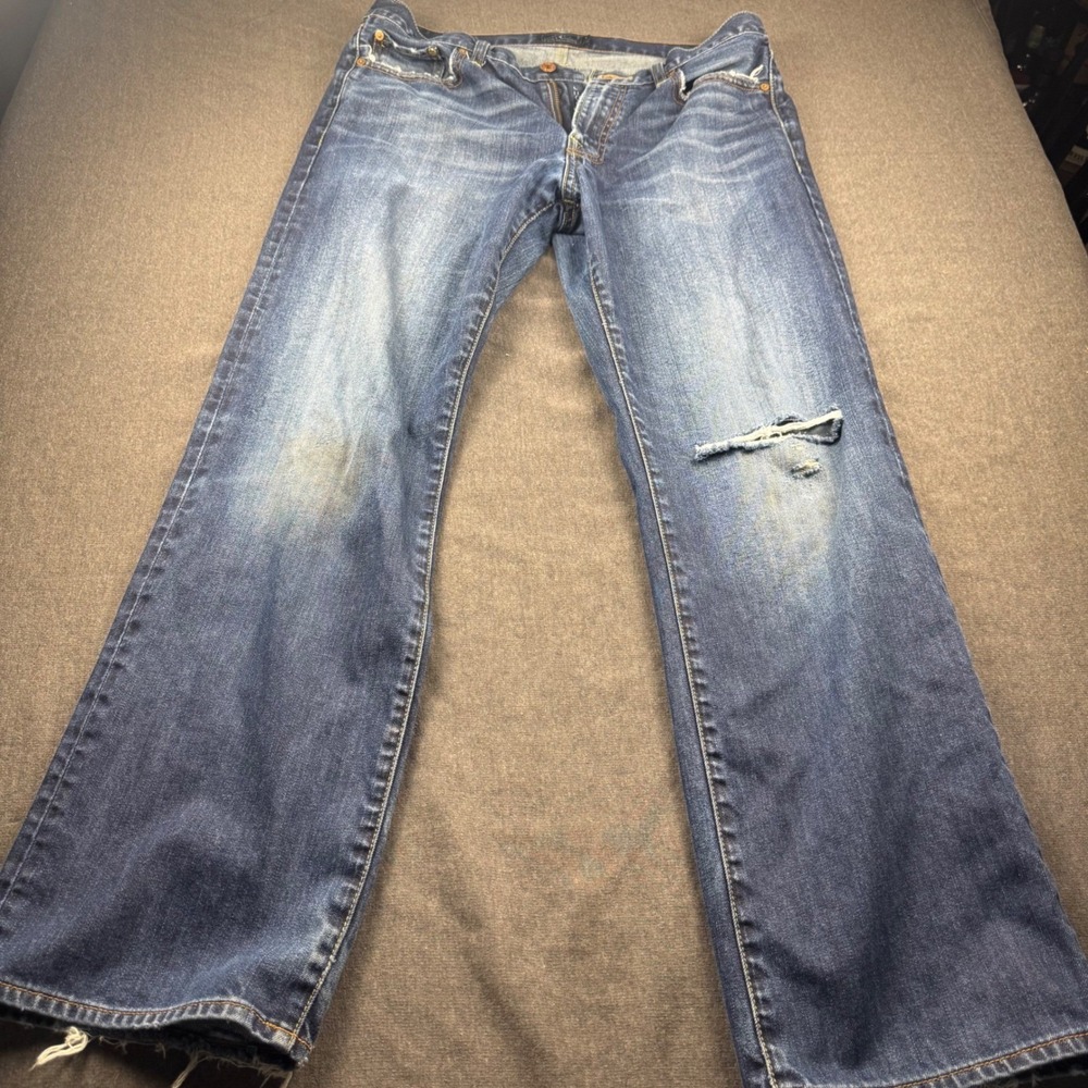 Lucky Brand Jeans Mens 34x32 Vintage Straight Dark Wash Distressed Denim - Picture 9 of 16